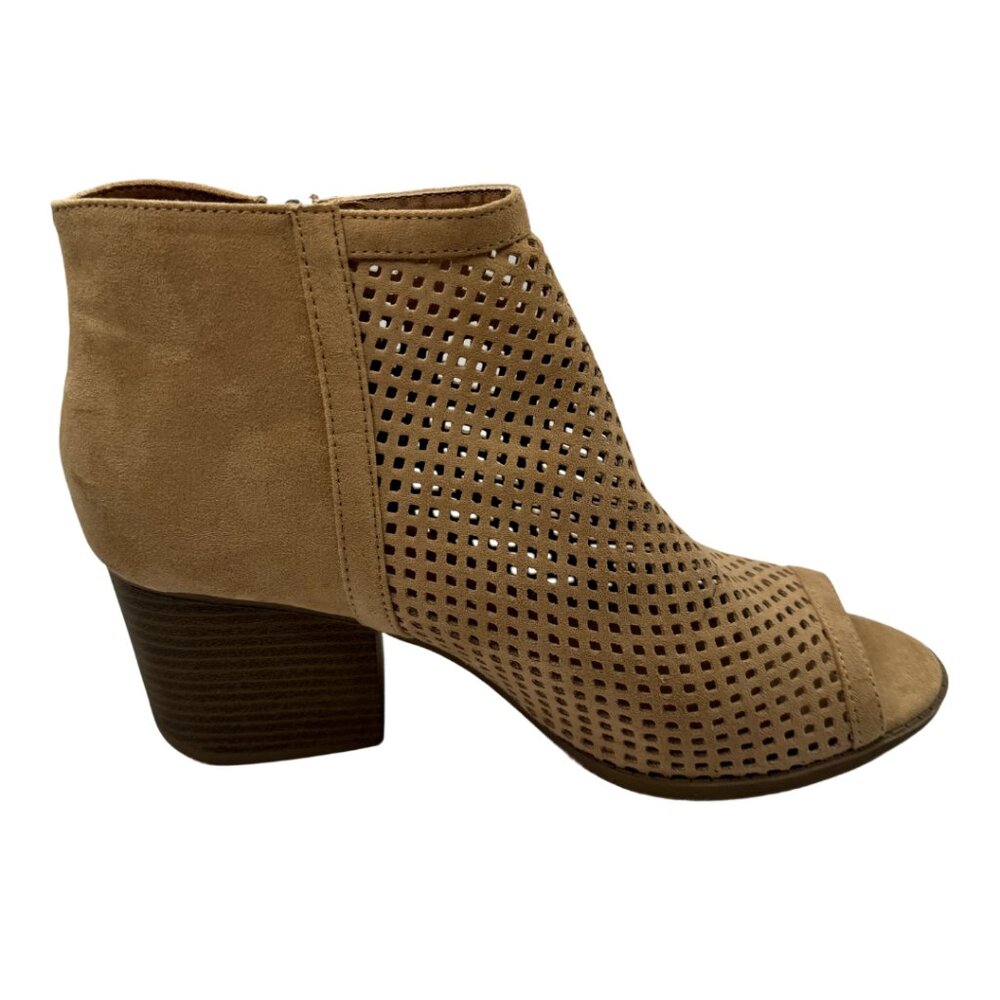 Women's Tan Peep Toe Ankle Bootie Size: 9 - Picture 5 of 6